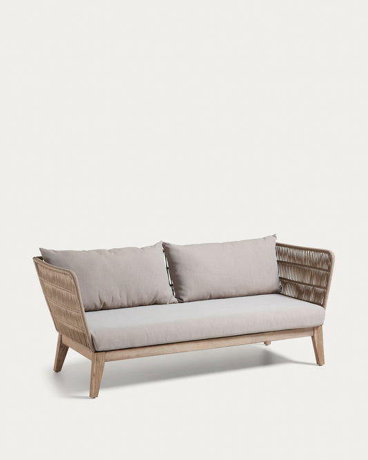 Canapé Belleny 3 places en corde beige et bois d'acacia 176 cm FSC 100 %