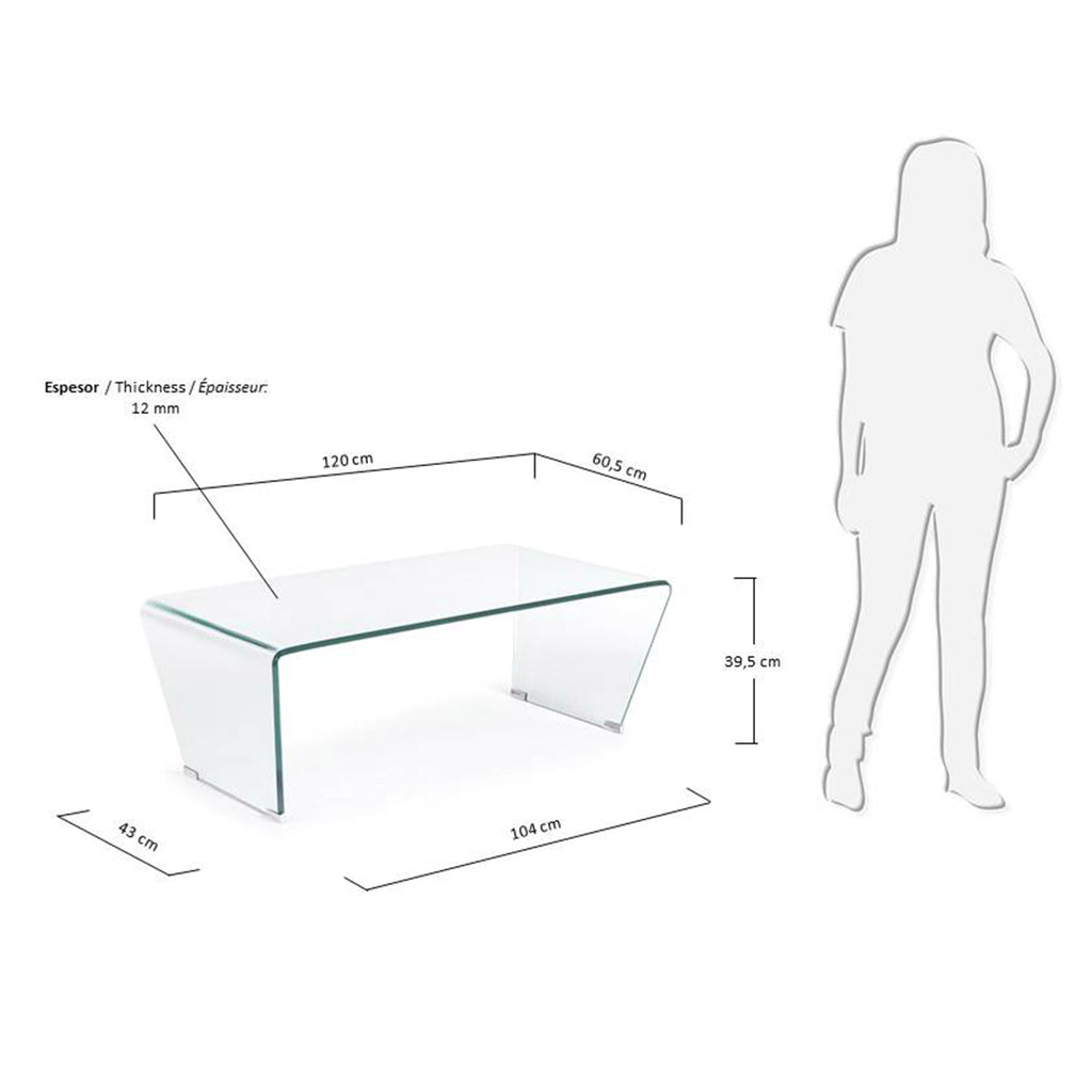 Table basse Burano en verre 120 x 60 cm