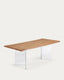 Table Lotty en placage de chêne finition naturelle et pieds en verre 220 x 100 cm