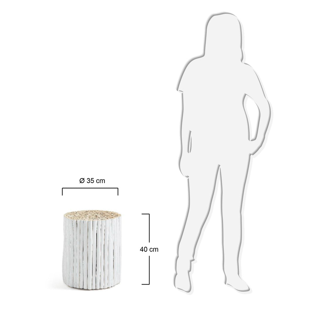 Table d'appoint Filip en teck blanc Ø 35 cm
