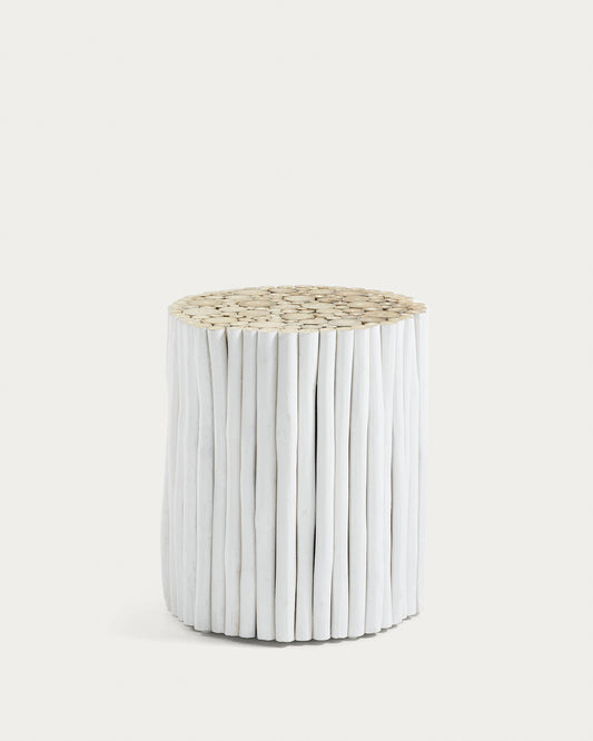 Table d'appoint Filip en teck blanc Ø 35 cm