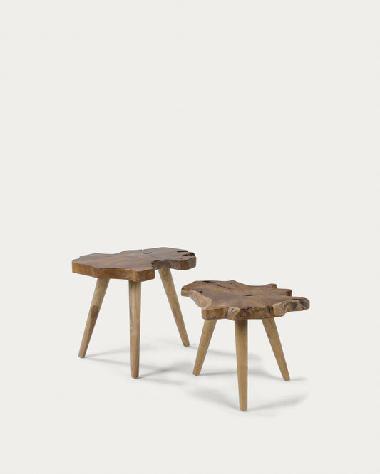 Lot de 2 tables d'appoint Hattie en teck 60 cm / 56 cm