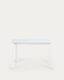 Table extensible Axis en verre blanc et pieds en acier finition blanche 120 (180) cm