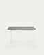 Table extensible Axis grès cérame finition Hydra Plomb et pieds en acier blanc 120(180)cm