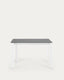 Table extensible Axis grès cérame finition Vulcano Roca et pieds acier blanc 120 (180) cm