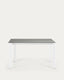 Table extensible Axis grès cérame finition Hydra Plomo et pieds en acier blanc 140(200)cm