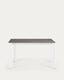 Table extensible Axis grès cérame finition Vulcano Cendrée pieds acier blanc 140(200)cm