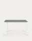 Table extensible Axis grès cérame finition Vulcano Roca et pieds acier blanc 140 (200) cm