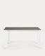 Table extensible Axis grès cérame finition Vulcano Cendrée et pieds acier blanc 160(220)cm