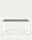 Table extensible Axis grès cérame finition Vulcano Roca pieds blancs 160 (220) cm