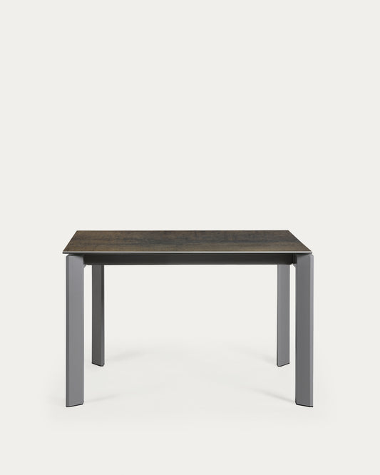 Table extensible Axis grès cérame finition Iron Moss et pieds acier anthracite 120(180)cm