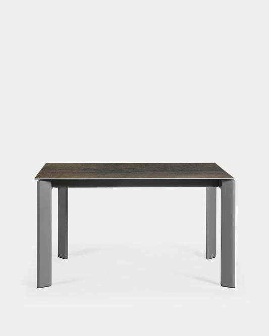 Table extensible Axis grès cérame finition Iron Moss pieds en acier gris foncé 140 (200)cm