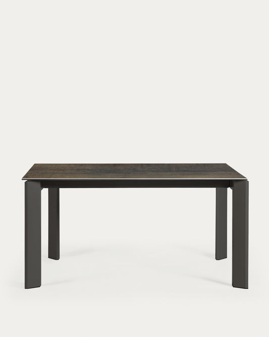 Table extensible Axis grès cérame finition Iron Moss pieds gris foncé 160 (220) cm