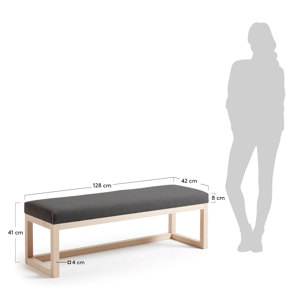 Banquette Loya noire bois de hêtre 128 cm