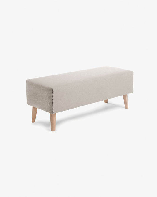 Banquette Dyla beige avec pieds en hêtre 111 cm