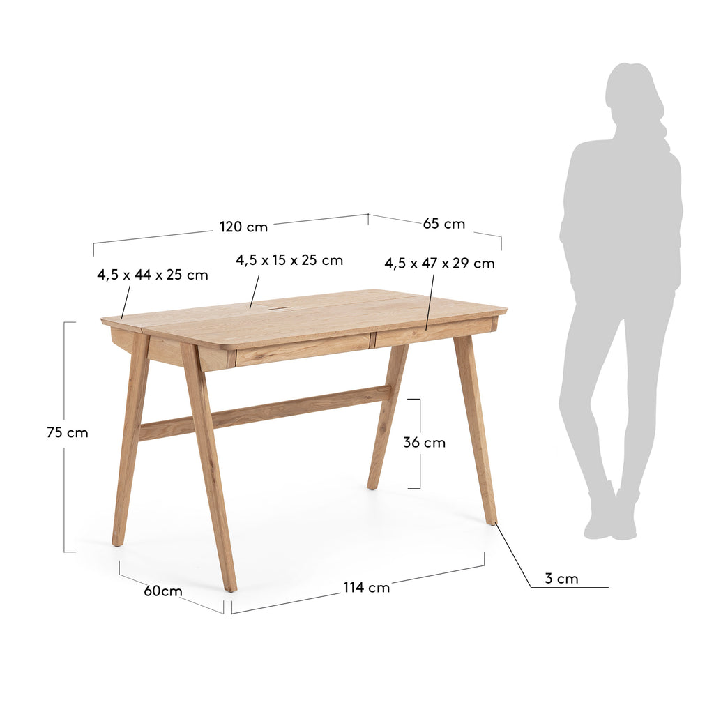 Table Julia en placage et bois de frêne 120 x 65 cm
