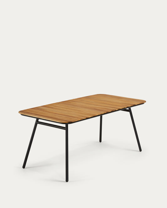Table Soumaya 180 x 90 cm en acacia et acier noir FSC 100%