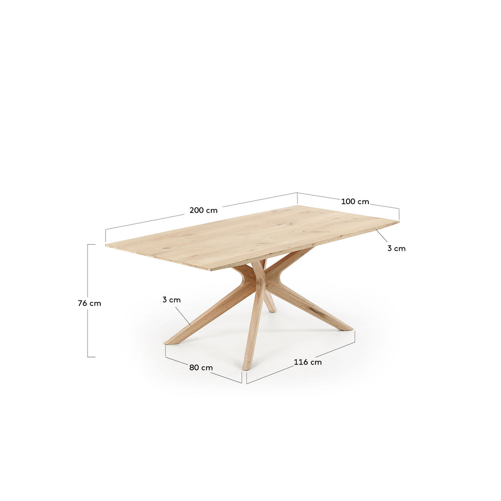 Table Armande en contreplaqué de chêne avec finition blanchie 200 x 100 cm