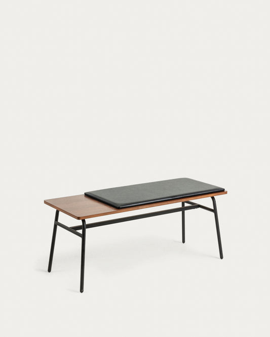 Banc Carabel en acier et placage en bois de noyer 100 cm