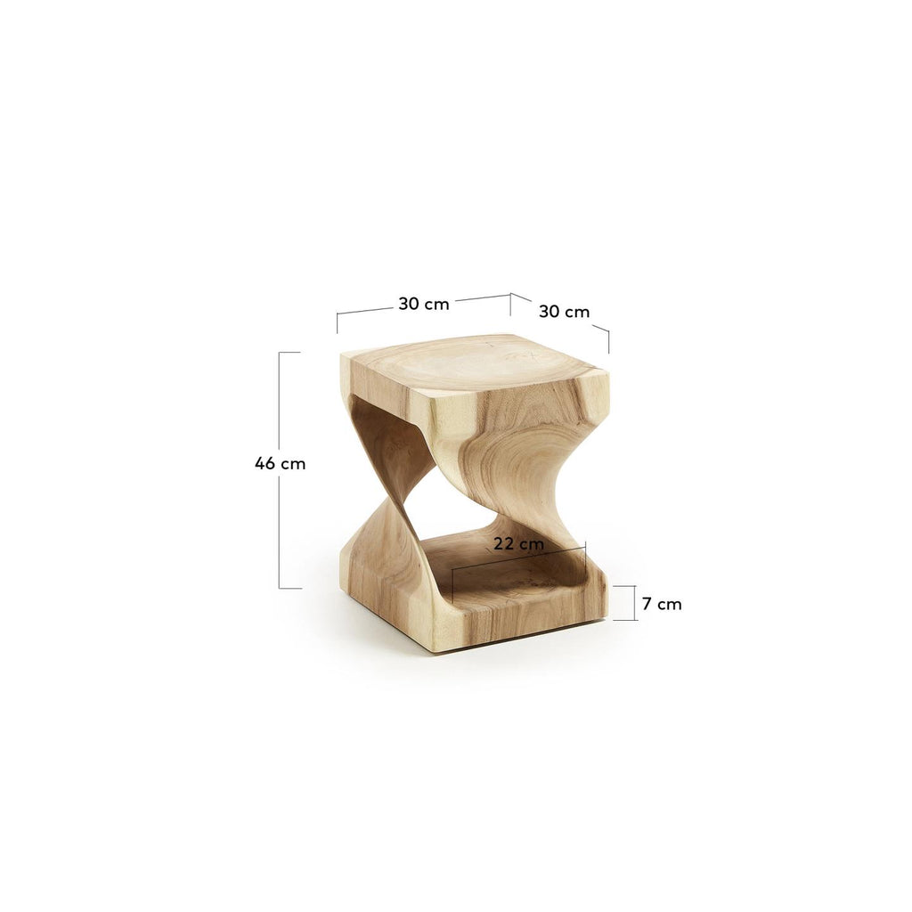Table d'appoint Hakon en bois de Mungur et intérieur sculpté 30 x 30 cm