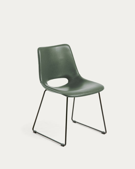 Chaise Zahara verte et pieds en acier finition noire