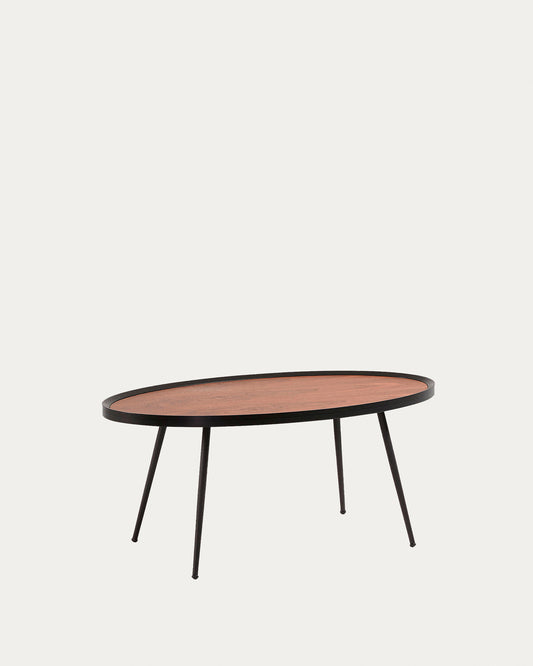 Table basse Kinsley en contreplaqué de noyer et structure en acier noir 102 x 56 cm