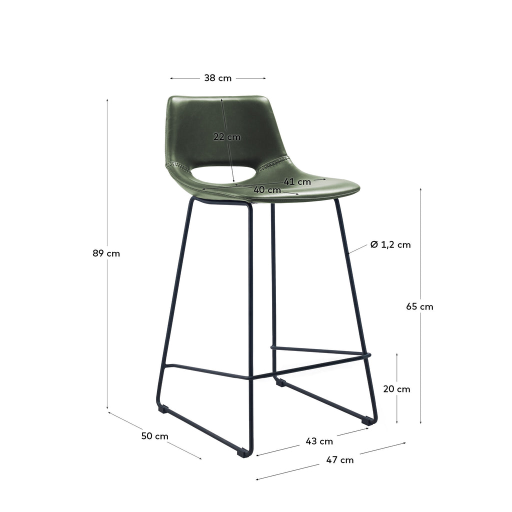 Tabouret Zahara en polyuréthane vert hauteur 65 cm