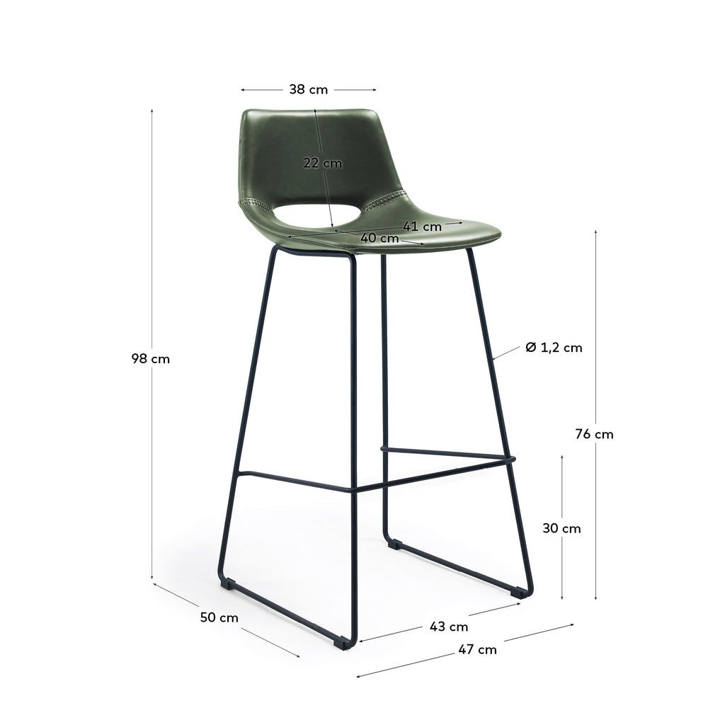 Tabouret Zahara en polyuréthane vert hauteur 76 cm