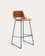 Tabouret Zahara en polyuréthane marron et acier finition noire hauteur 76 cm FSC 100%