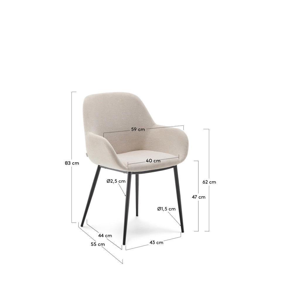 Chaise Konna beige et pieds en acier finition noire