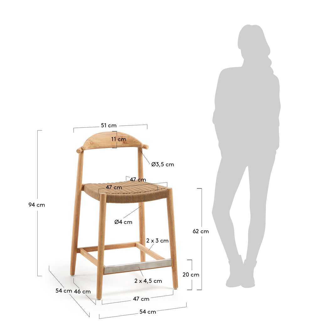 Tabouret Nina bois d'acacia hauteur 62 cm FSC 100%