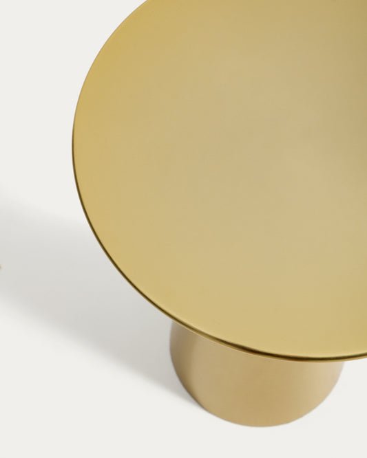 Table décorative Rhet en métal et finition dorée Ø 39 cm