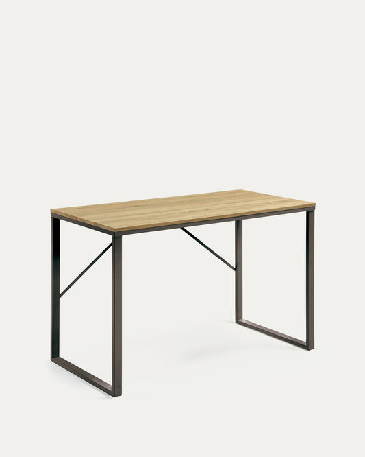 Bureau Talbot en mélamine finition naturelle et pieds en acier noir 120 x 60 cm