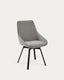 Chaise pivotante Jenna gris clair et pieds en acier noir FSC 100%