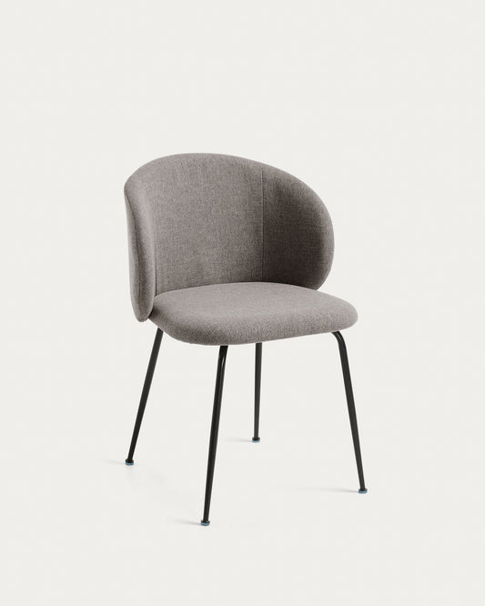 Chaise Minna gris clair et pieds en acier noir