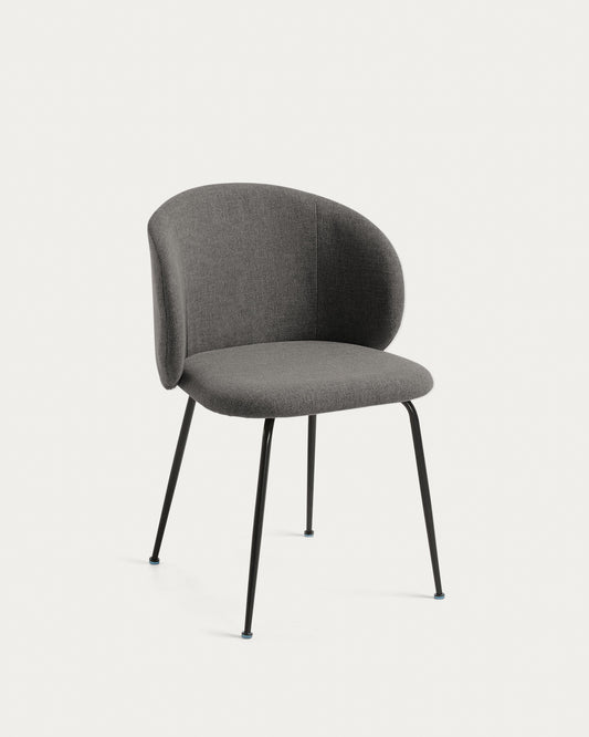Chaise Minna gris foncé et pieds en acier noir