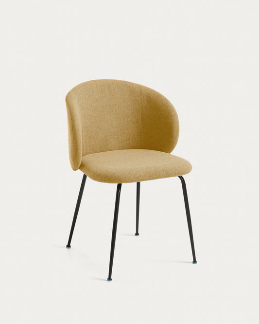 Chaise Minna jaune moutarde et pieds en acier noir