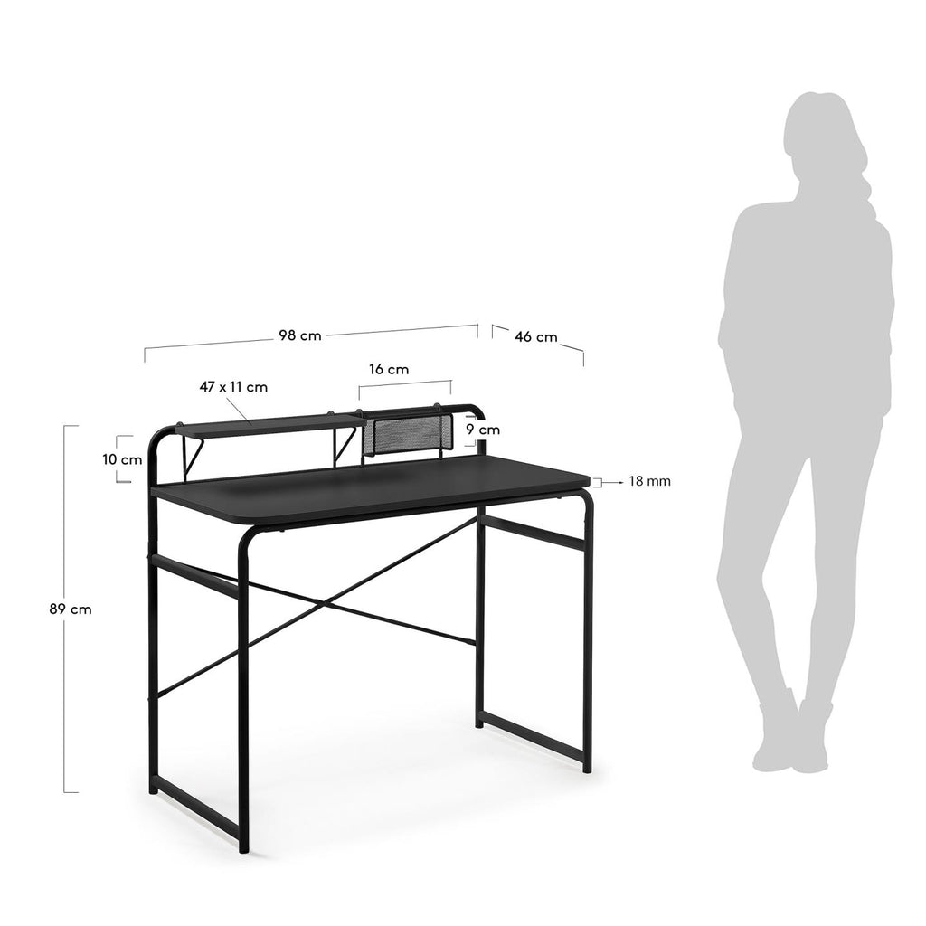Table Foreman en mélamine finition noire et pieds en acier noir 98 x 46 cm