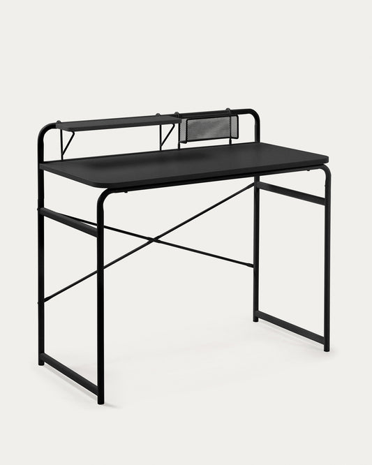 Table Foreman en mélamine finition noire et pieds en acier noir 98 x 46 cm
