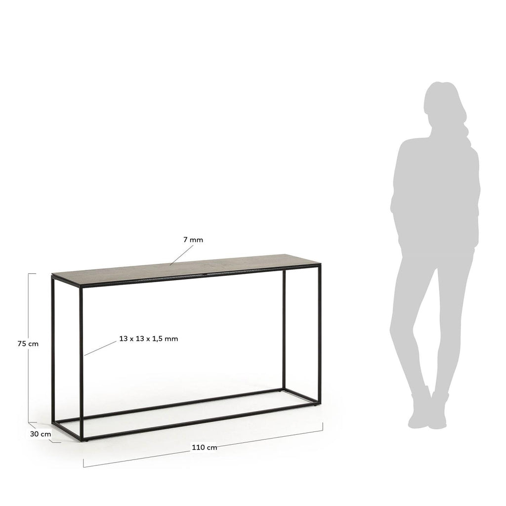 Console Rewena plateau en grès cérame et structure en acier 110 x 75 cm