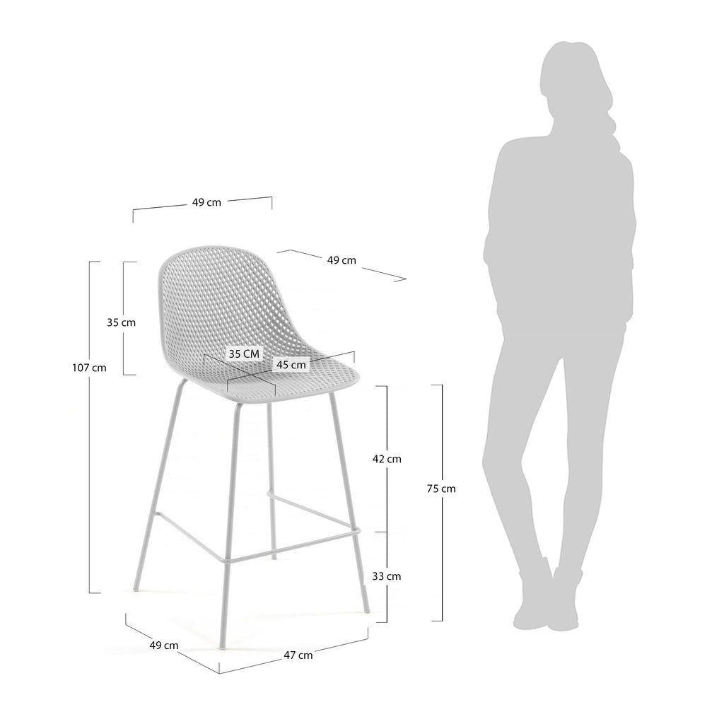 Tabouret extérieur Quinby blanc hauteur 75 cm