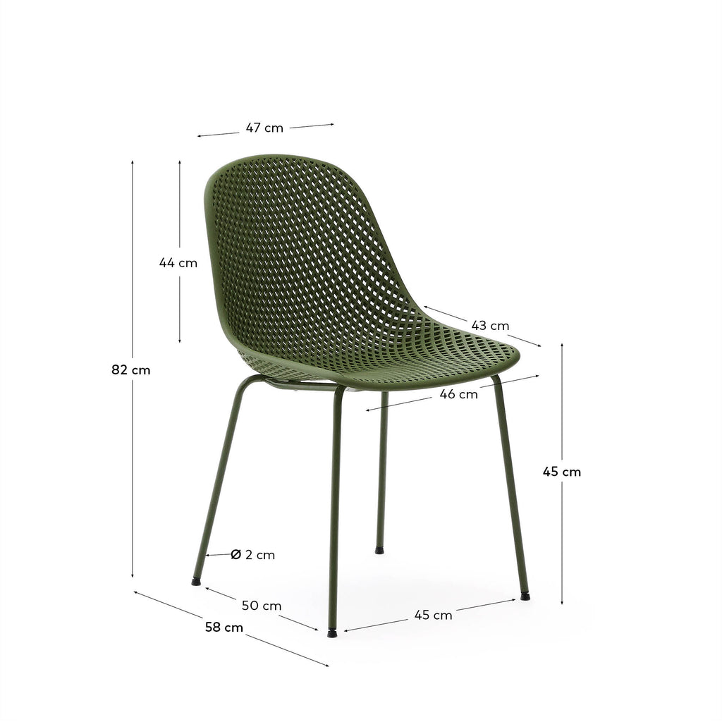 Chaise d’extérieur Quinby avec pieds en acier vert