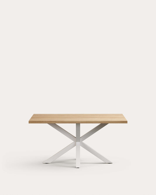 Table Argo en mélaminé finition naturelle et pieds en acier finition blanche 160 x 100 cm