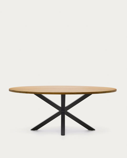 Table ovale Argo en bois d’acacia et pieds en acier finition noire Ø200x100cm