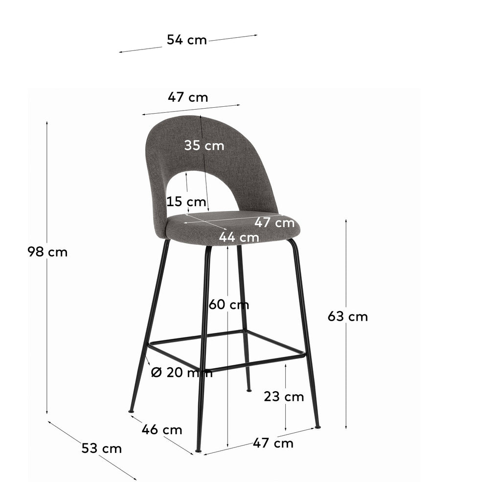 Tabouret Mahalia gris foncé hauteur 63 cm FSC 100%