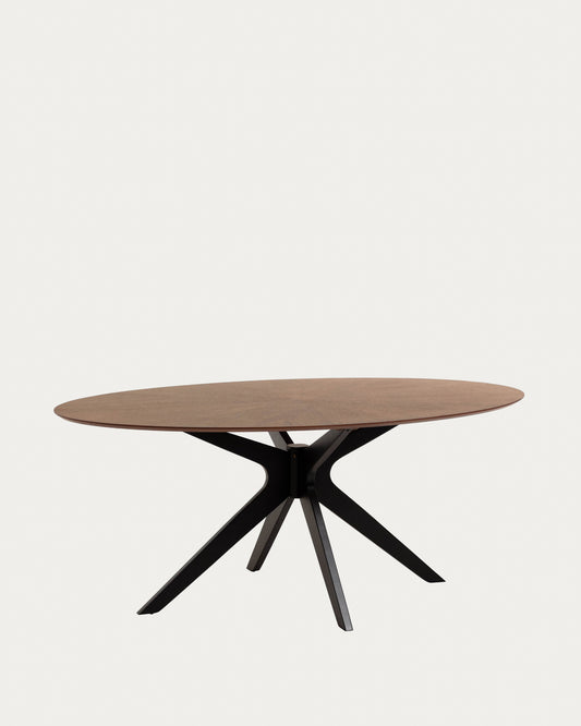Table Naanim en placage de noyer et pieds avec finition noire 180 x 110 cm