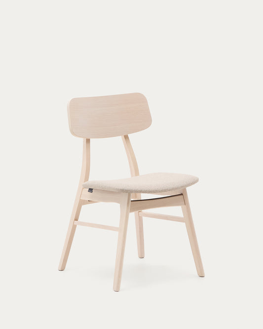 Chaise Selia en placage de chêne et bois d'hévéa avec revêtement gris clair
