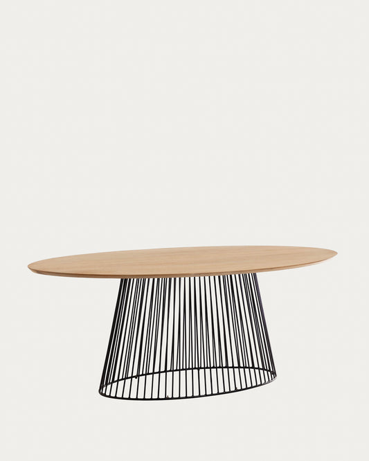 Table Leska 200 x 110 cm en manguier et pied en acier noir