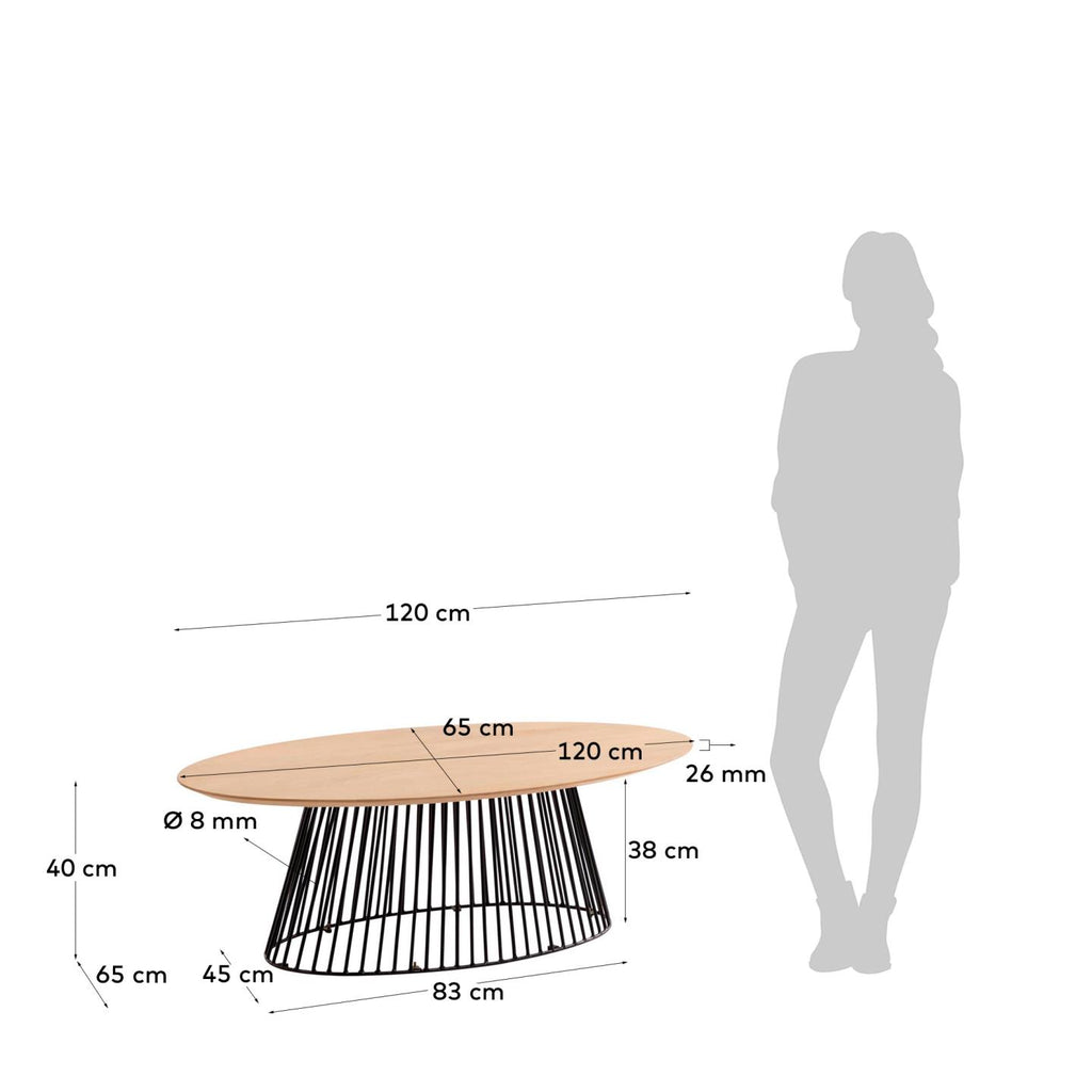 Table basse Leska 120 x 65 cm en manguier et pied en acier noir