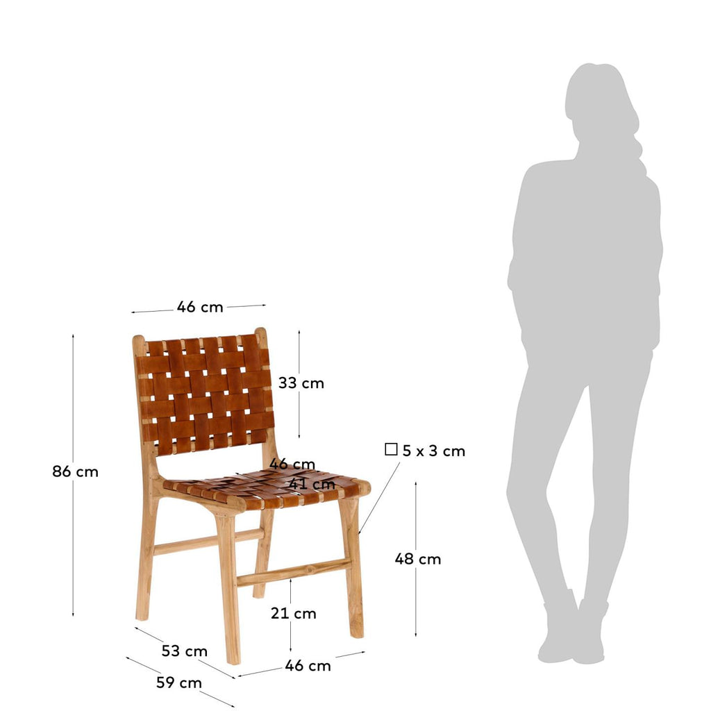 Chaise Calixta en cuir et bois de teck
